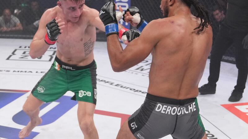 John Mitchell (left) will take on Frenchman Geisym Derouiche again, in Paris on Saturday night, in the PFL Europe play-offs.