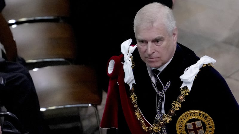 The Duke of York wearing his Garter robes at the King’s coronation (Kirsty Wigglesworth/PA)
