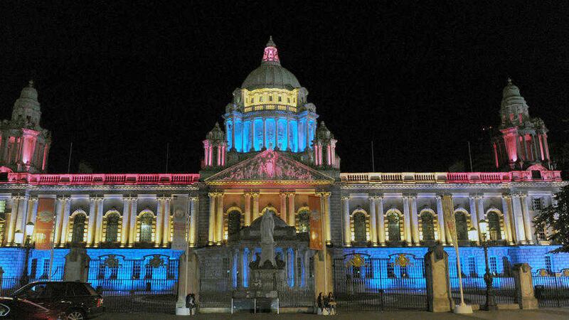 Belfast City Hall colourfully lit up for Culture Night. Picture by John Kelly 