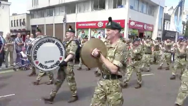 Members of Newtownards Melody Flute Band parade through Bangor on Wednesday 