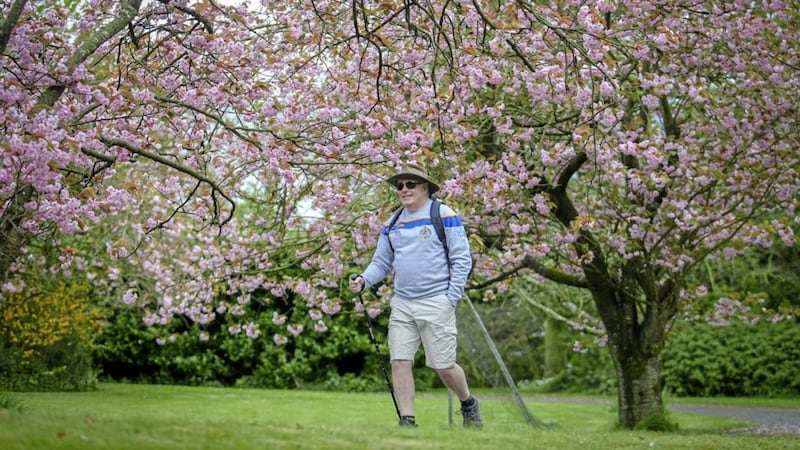 Retired GP Martin McMullan who will walk 120km in five days up and down his driveway on a virtual trail of the Camino pilgrimage in the lead-up to his 58th birthday. Picture by Mal McCann. 