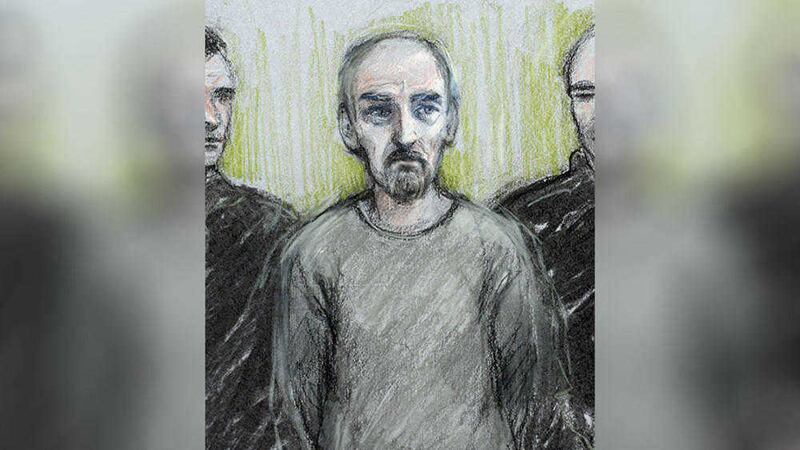 Court artist sketch by Elizabeth Cook of Thomas Mair in the dock at Westminster Magistrates Court in London PICTURE: Elizabeth Cook/PA 
