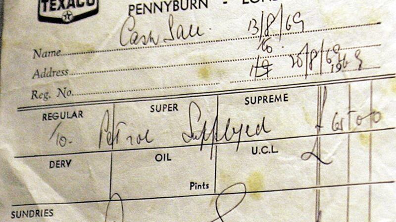 Receipts were issued for petrol bought for the Battle of the Bogside. PICTURE: Margaret McLaughlin 