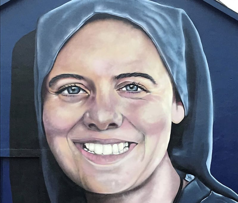 A mural was painted on a gable wall close to Sister Clare Crockett&#39;s Brandywell home last year.  
