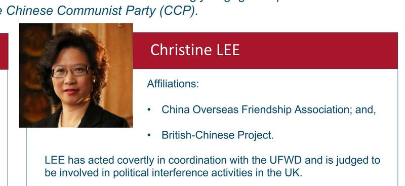 MI5 issues warning on Christine Ching Kui Lee