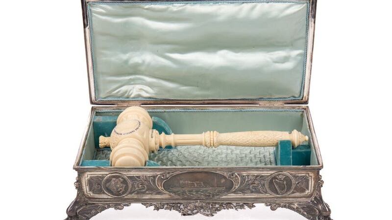 Special dispensation has been granted for the ivory launching mallet to be sold at auction next month (McTear’s/PA)