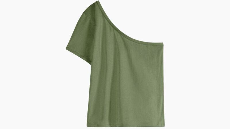 One-Shoulder T-Shirt in Khaki Green, &pound;29, Hush 