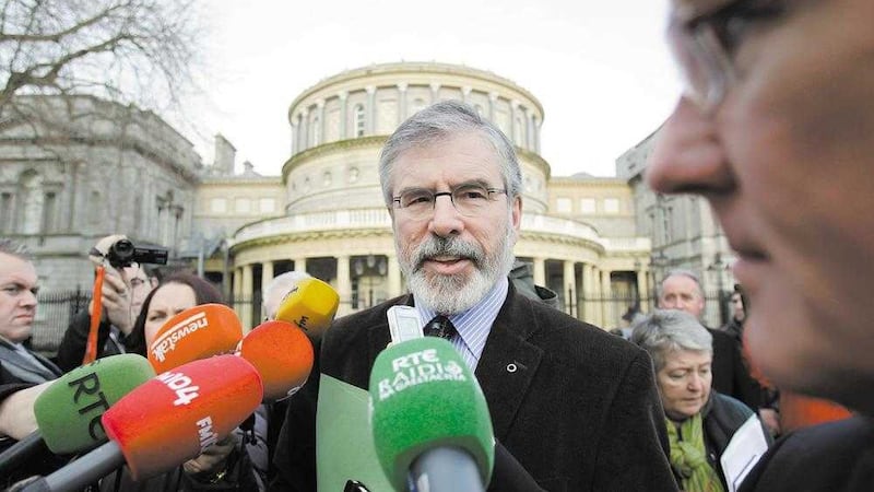 Gerry Adams outside Leinster House &ndash; Deagl&aacute;n de Br&eacute;ad&uacute;n has documented Sinn F&eacute;in&#39;s political journey over the past 30 years 