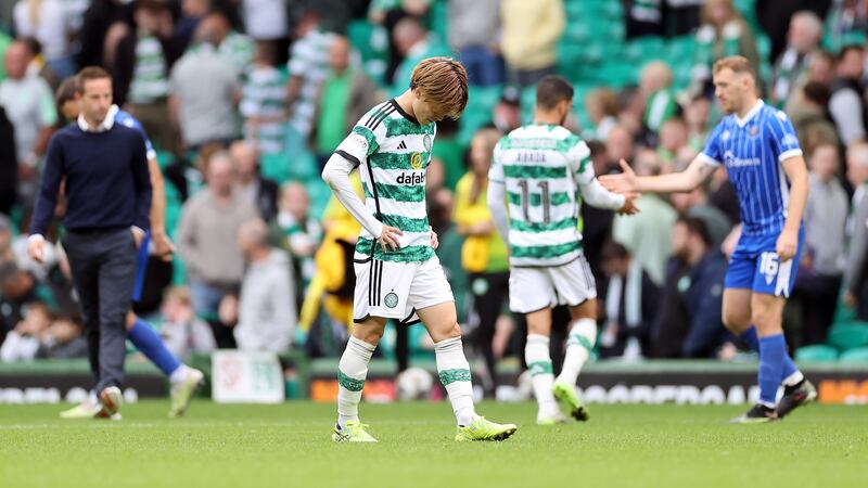 Celtic’s Kyogo Furuhashi after the final whistle (Steve Welsh/PA)