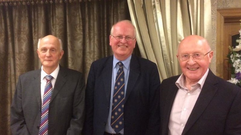 Political commentator Alex Kane, former Irish government minister Michael McDowell and Irish News columnist Dr Brian Feeney at the Easter Rising talk in Enniskillen. Picture from Alex Kane/Twitter 