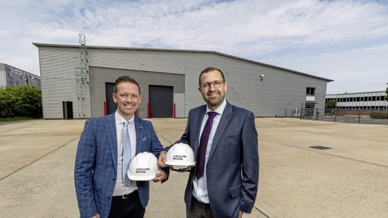 Around Noon chief executive Gareth Chambers and operations director Wesley Jenkins announce the investment in the company&rsquo;s sixth manufacturing site 