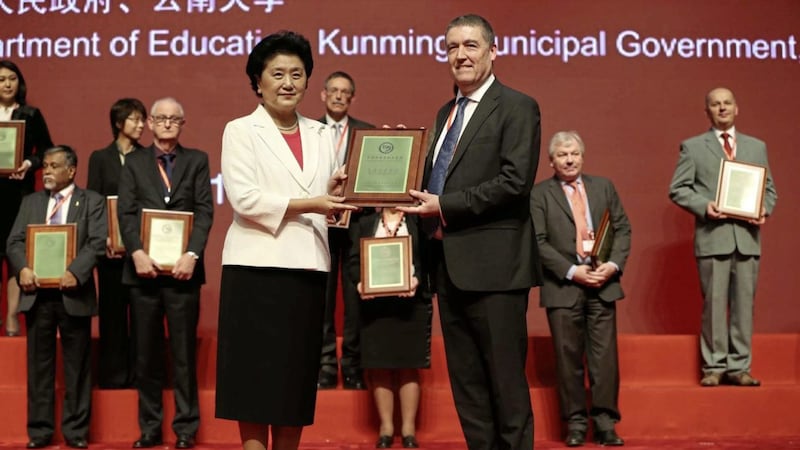 Madam Liu Yandong and Professor Ian Montgomery at the awards ceremony in China 