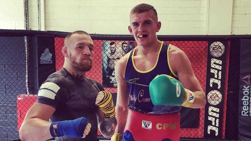 Conor McGregor and Conor Wallace after their recent spar at the Straight Blast Gym in Dublin 