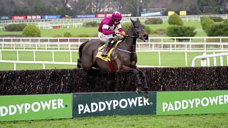 Conflated, seen here winning the Savills Chase last December, can score on seasonal debut at Punchestown today 