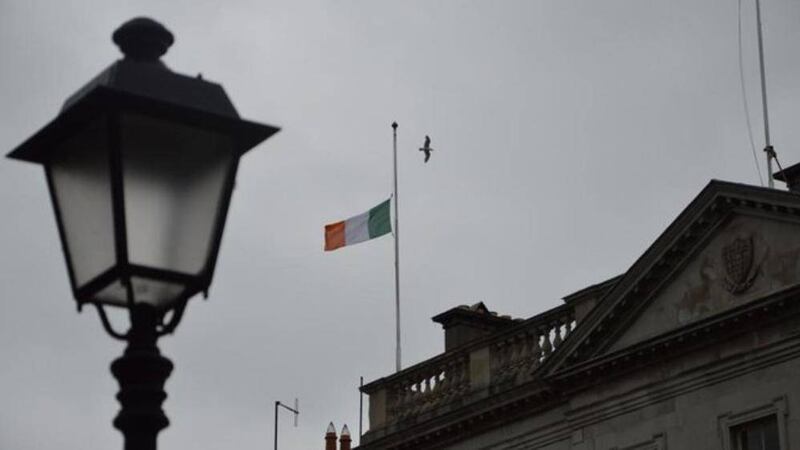 Tricolour flies at half mast over Government Buildings in Dublin (source RTE) 