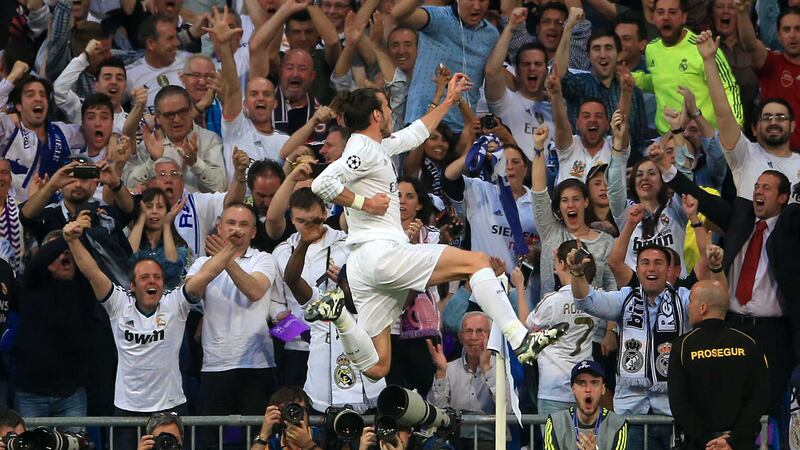 &nbsp;Bale celebrates netting the winner for Real Madrid in the 2014 Champions League final<br />Picture by PA