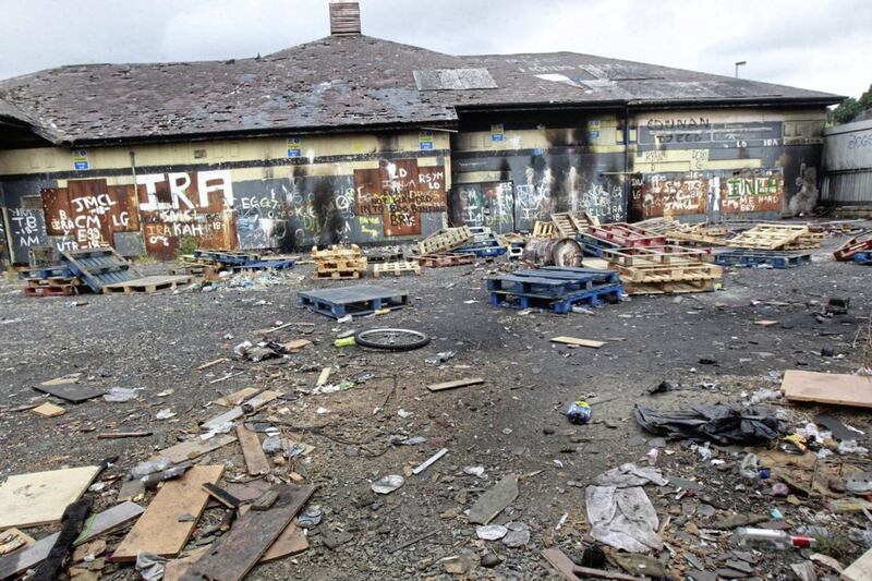 The enclosed yard in Derry's Bogside where youths gathered during several nights of rioting in the city. Picture by Margaret McLaughlin