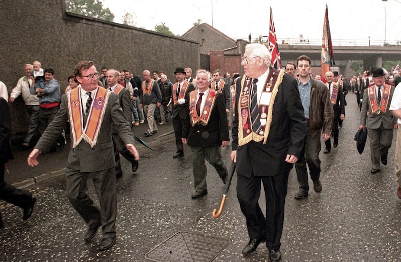 David Trimble and Ian Paisley marching on the Garvaghy Road in 1995. Picture by Pacemaker 