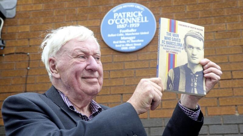 Patrick O'Connell's grandson Michael unveiled the blue plaque. Picture by Mal McCann