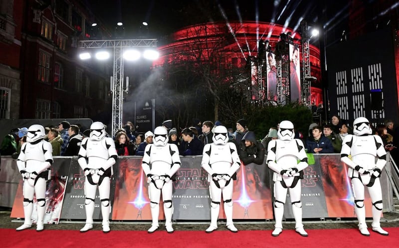 Stormtroopers attending the European premiere of Star Wars: The Last Jedi held at The Royal Albert Hall, London. Photo by Ian West/PA Wire   