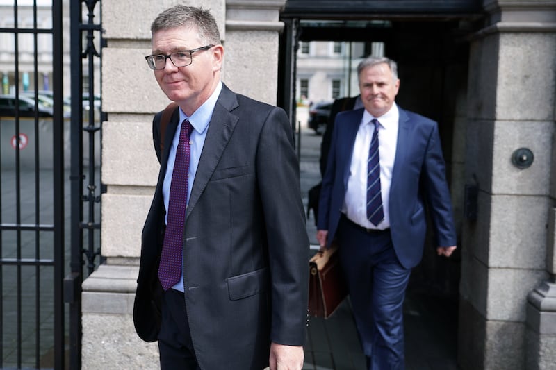 (left to right) GAA director general Tom Ryan and Peter McKenna, chief commercial officer of the GAA, after appearing before committee (Niall Carson/PA)
