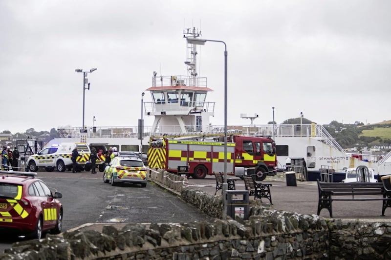Emergency Services respond to a major incident after a vehicle enter the waters of Strangford lough this afternoon: Credit Conor Kinahan/PACEMAKER PRESS. 