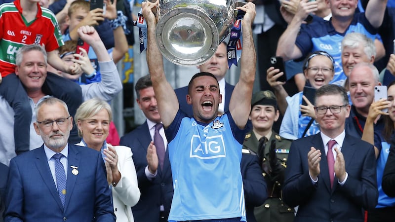 James McCarthy raises the Sam Maguire in triumph. Picture: Philip Walsh