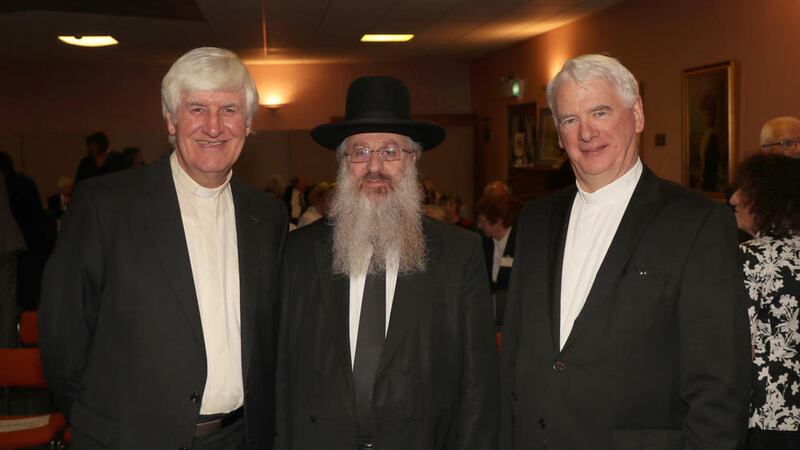 (L-R) Dr Ken Newell, Rabbi David Singer and Bishop Noel Treanor. Picture by Declan Roughan 