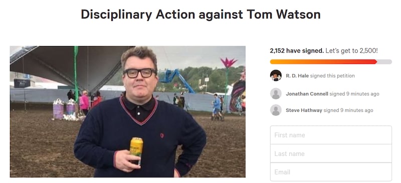 The petition targeting Mr Watson