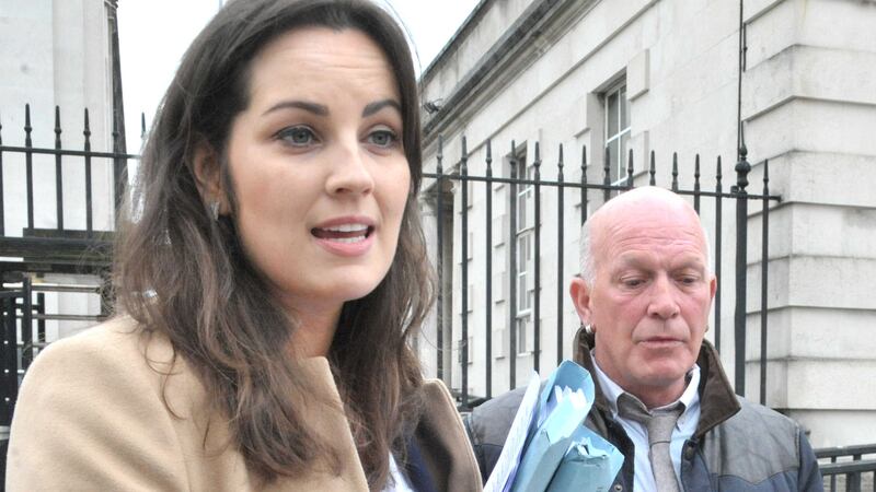 Solicitor Claire McKeegan speaking on behalf of Kincora abuse survivor Gary Hoy outside Belfast High Court