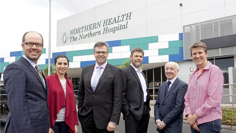 Lisburn medical devices company Cirdan has won a major contract in Australia estimated to be worth nearly &pound;1 million. Pictured is Dave Crockett from Cirdan with Alastair Hamilton, Invest NI (centre) and representatives from Northern Health. 