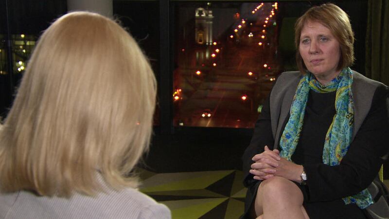 Lisburn councillor Jenny Palmer with BBC NI Spotlight reporter Mandy McAuley 