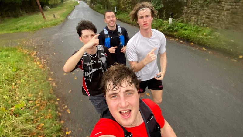 Freddie Dowland (front) and his friends during a training run (University of Bristol/PA)