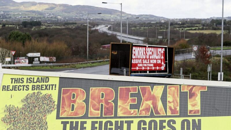 A Border Communities Against Brexit poster in Carrickcarnon 