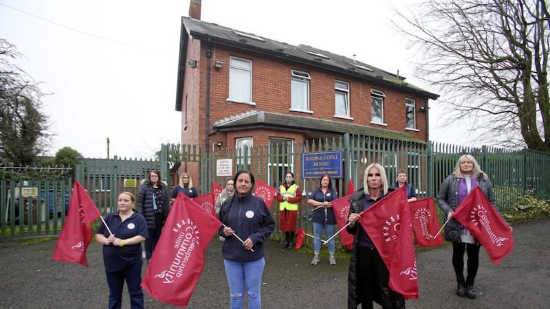 Regina Coeli House in west Belfast where staff held a sit-in to protest its impending closure. Picture by Mal McCann 