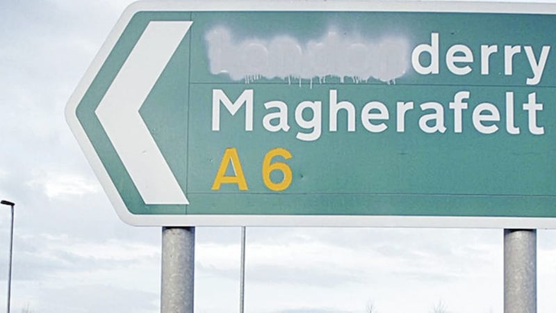 Road signs with the name &quot;Londonderry&quot; are often defaced 