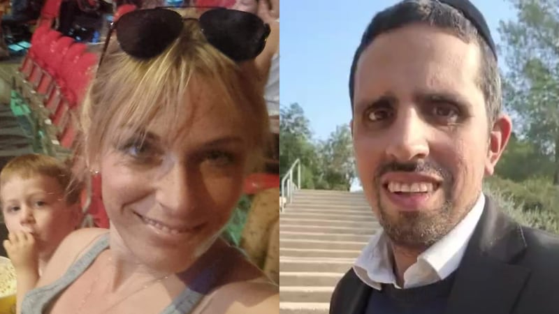Britons Kate Leaman and Rabbi Michael Zaroovabeli who live in Tel Aviv and have described the ‘nerve-wracking’ experience of attacks from Iran