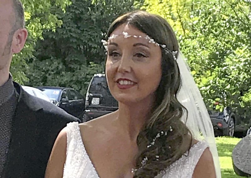 Zoe Holohan pictured at her wedding last Thursday in Co Meath 