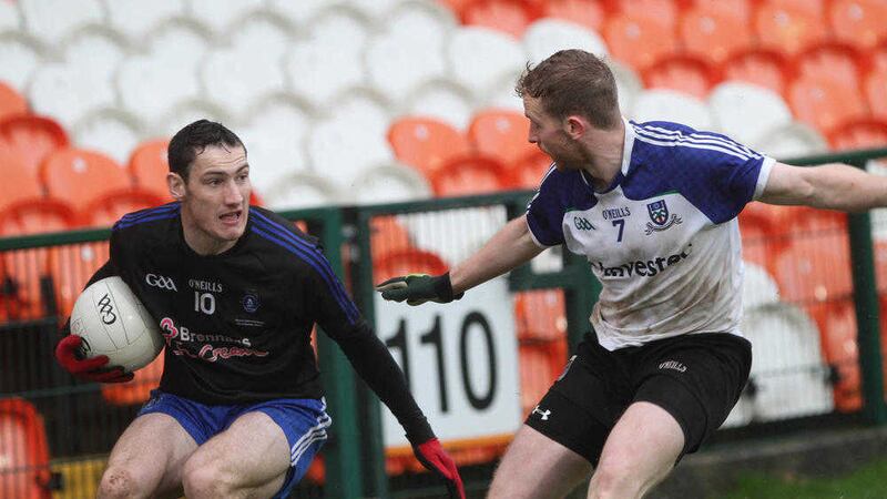 Rory Mason, pictured in possession against Doohamlet, has starred in Loughinisland's run to Sunday's Ulster Club IFC final