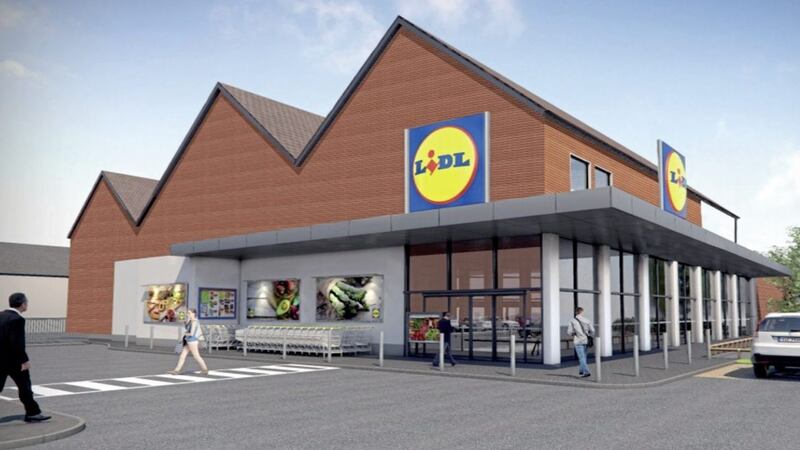 Digital render of Lidl&#39;s new store at Newry&#39;s Buttercrane Centre. 