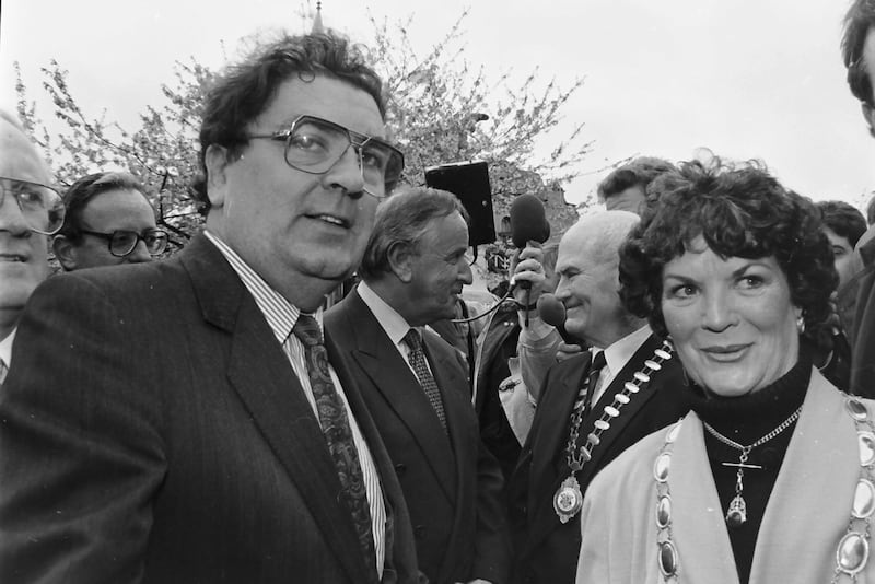 In the foreground are SDLP colleagues John Hume and Anne Courtney. Picture by Hugh Russell