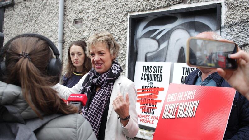 Labour leader Ivana Bacik launches a campaign on vacant and derelict housing (Ethan Golding/PA).