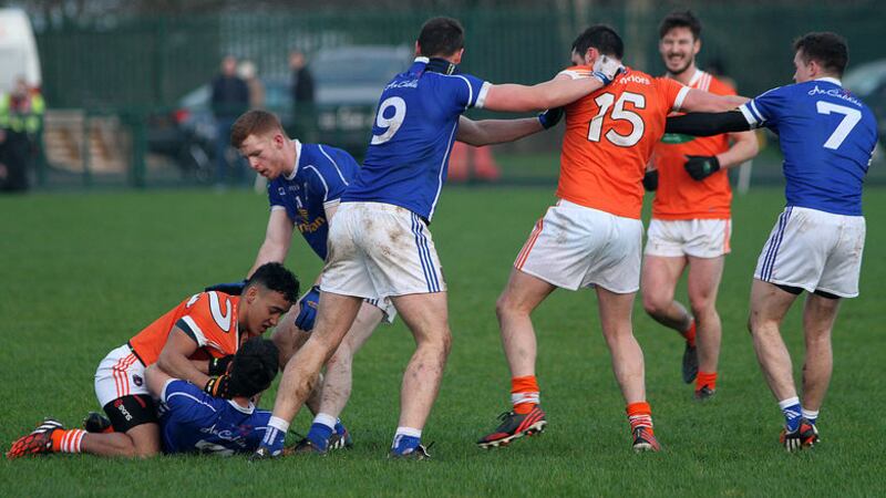 Cavan had three players dismissed while Armagh finished with 13 players &nbsp;