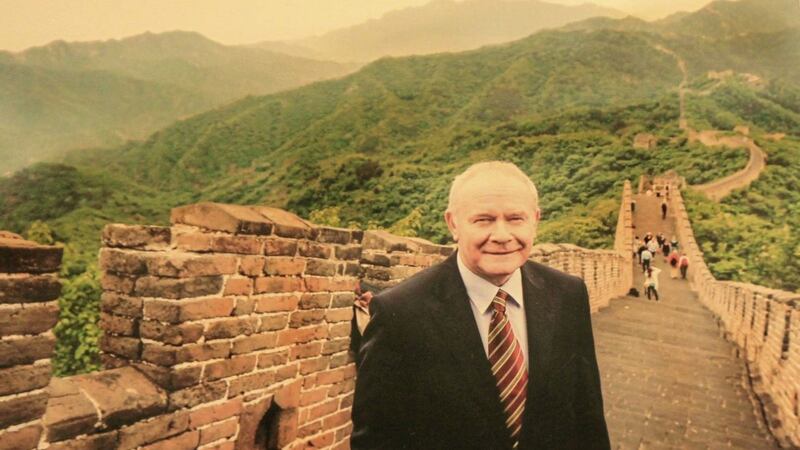 Martin McGuinness stands at the Great Wall of China