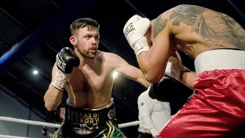 Padraig McCrory v Gabore Detre at the Titanic Exhibition Centre in Belfast. Picture Mark Marlow. 