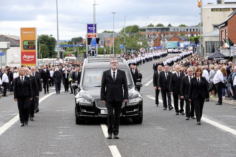 The funeral cortege of republican Bobby Storey in June last year. Picture by Mal McCann