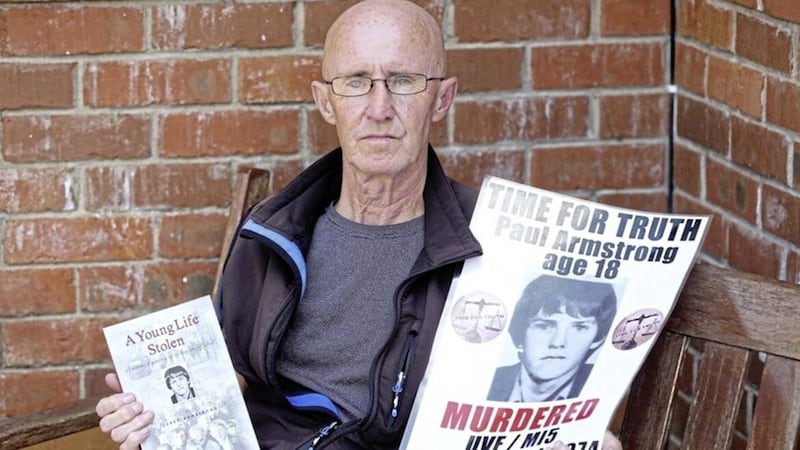 Gerry Armstrong with the book about his brother Paul who was murdered in 1974 by the UVF. Picture by Mal McCann. 