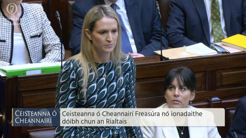 Justice minister Helen McEntee was appearing in the Dail for Leaders’ Questions (Oireachtas TV/PA)