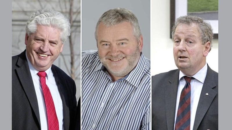 TEAMED-UP: From left, Alasdair McDonnell, Ray Hayden and Danny Kinahan are directors of Upton Public Affairs 