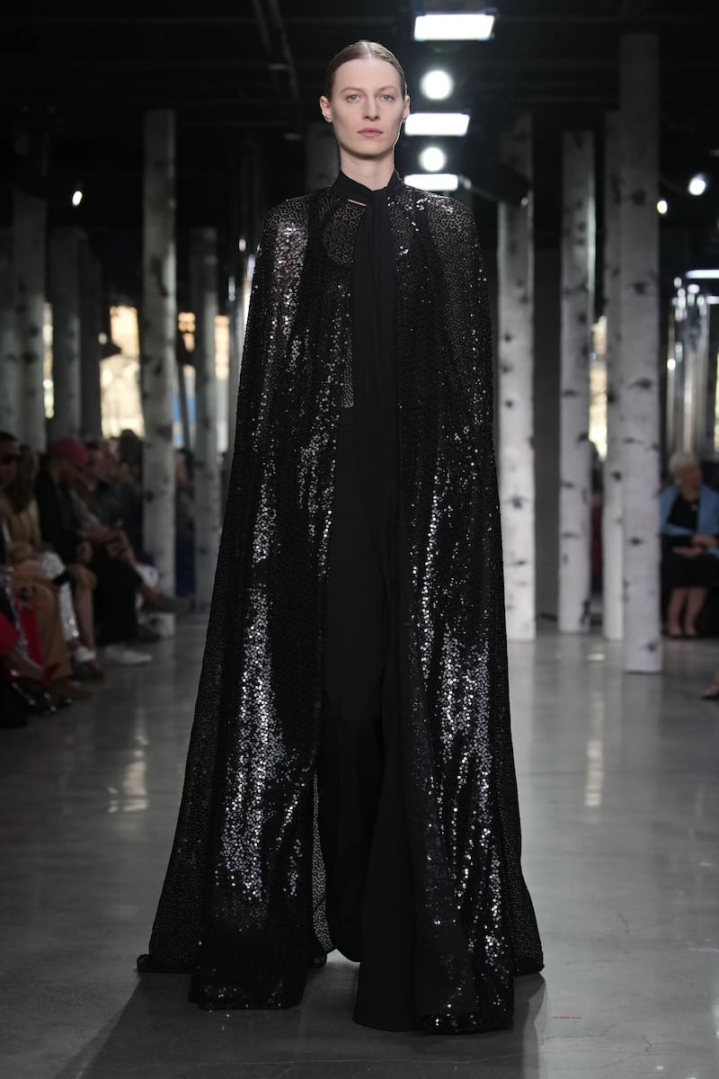 Model wearing dark drama trend, Michael Kors